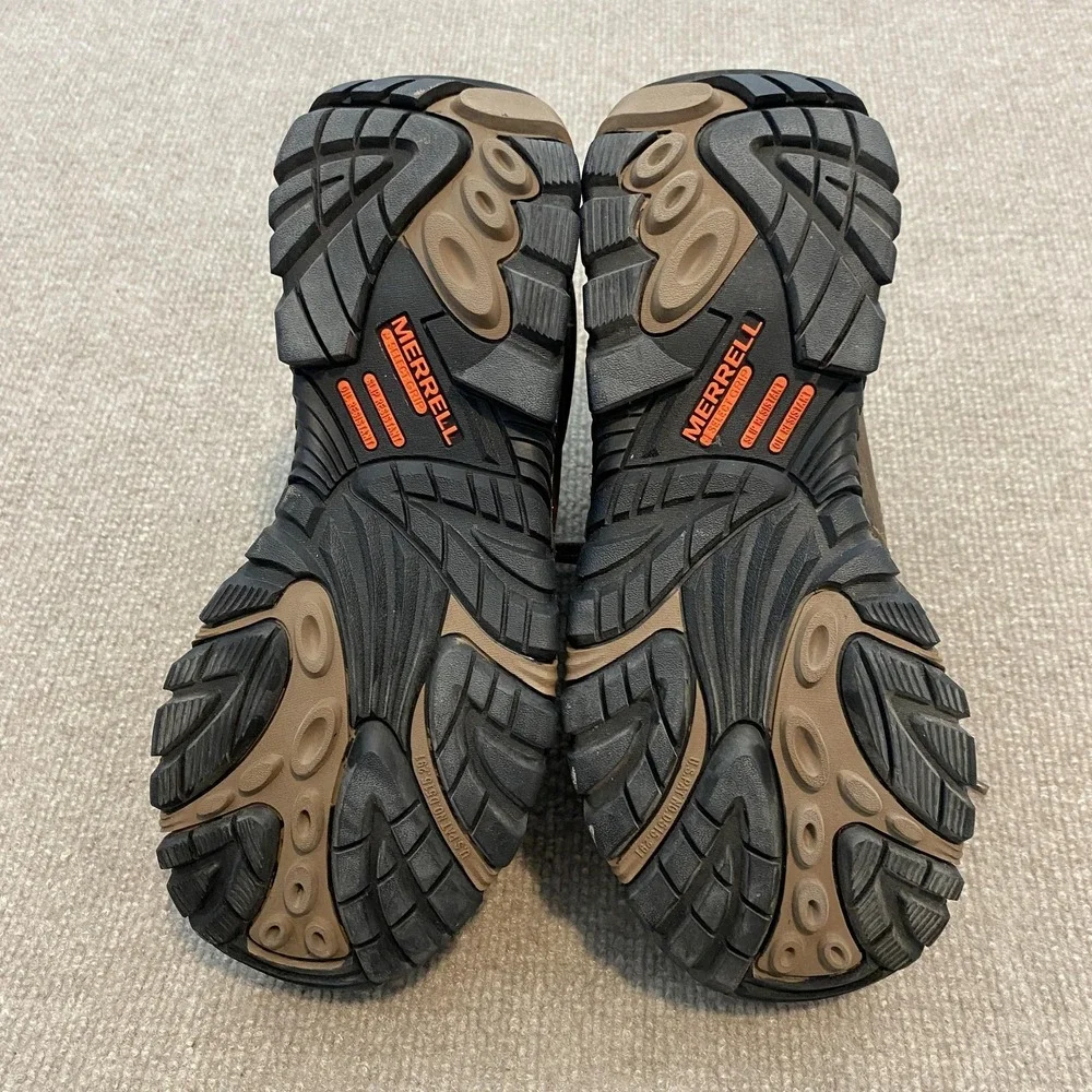 Merrell Work‎ Boots Mens Size 7.5W Brown Leather Waterproof Slip Resistant